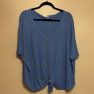Blu Heaven Short Sleeve Oversized Button Up Shirt